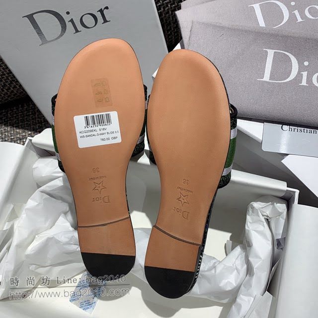 DIOR女鞋 迪奧2021專櫃新款磨砂新大底涼拖 Dior一字型刺繡平拖  naq1491